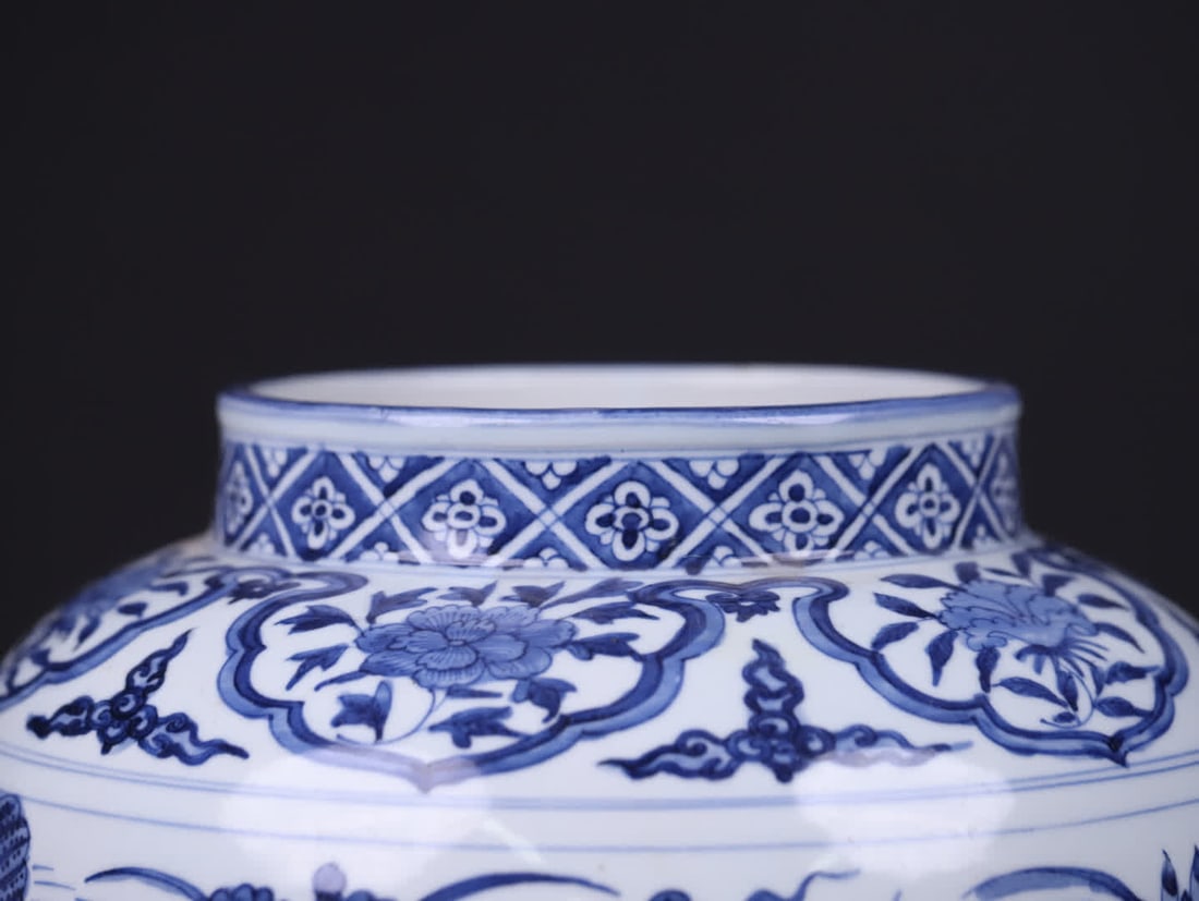 A large Ming dynasty jar with blue-and-white fish and algae patterns - 8