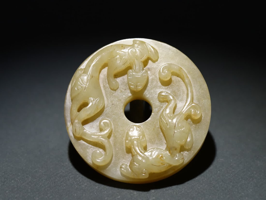 An old Hetian jade dragon bi - 2
