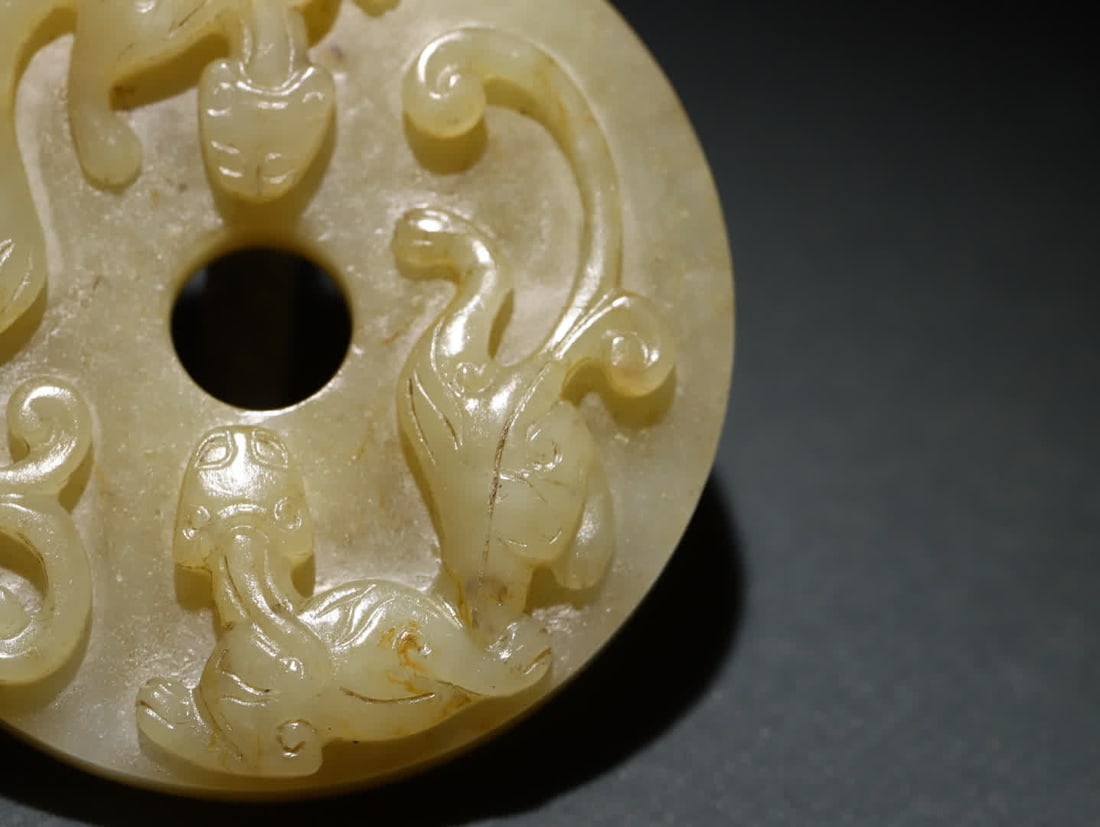 An old Hetian jade dragon bi - 5