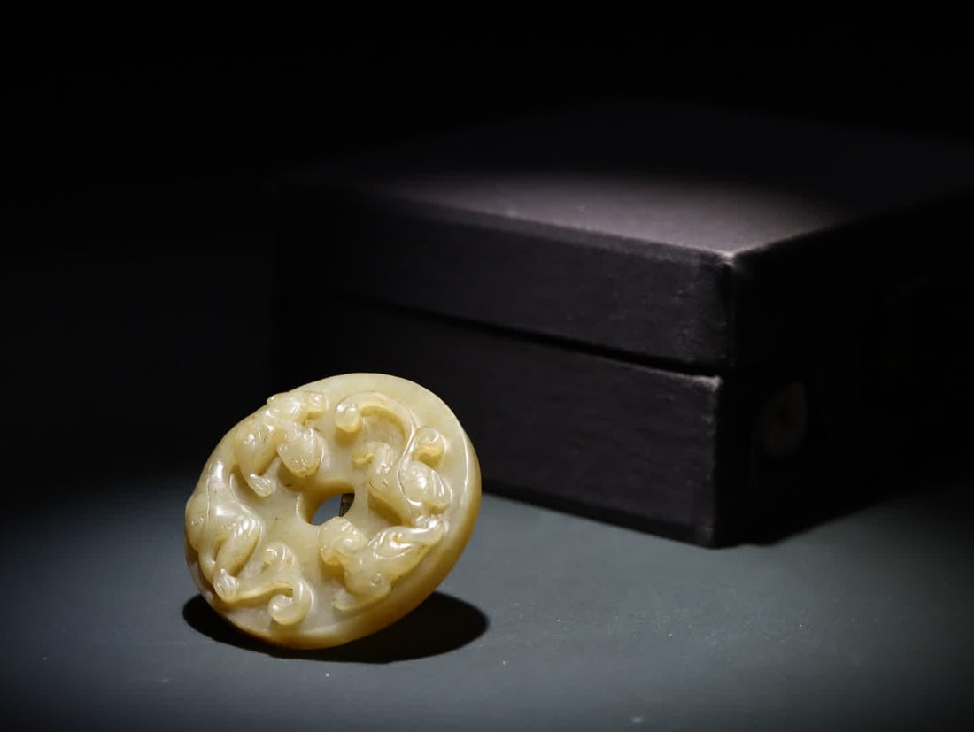 An old Hetian jade dragon bi - 9
