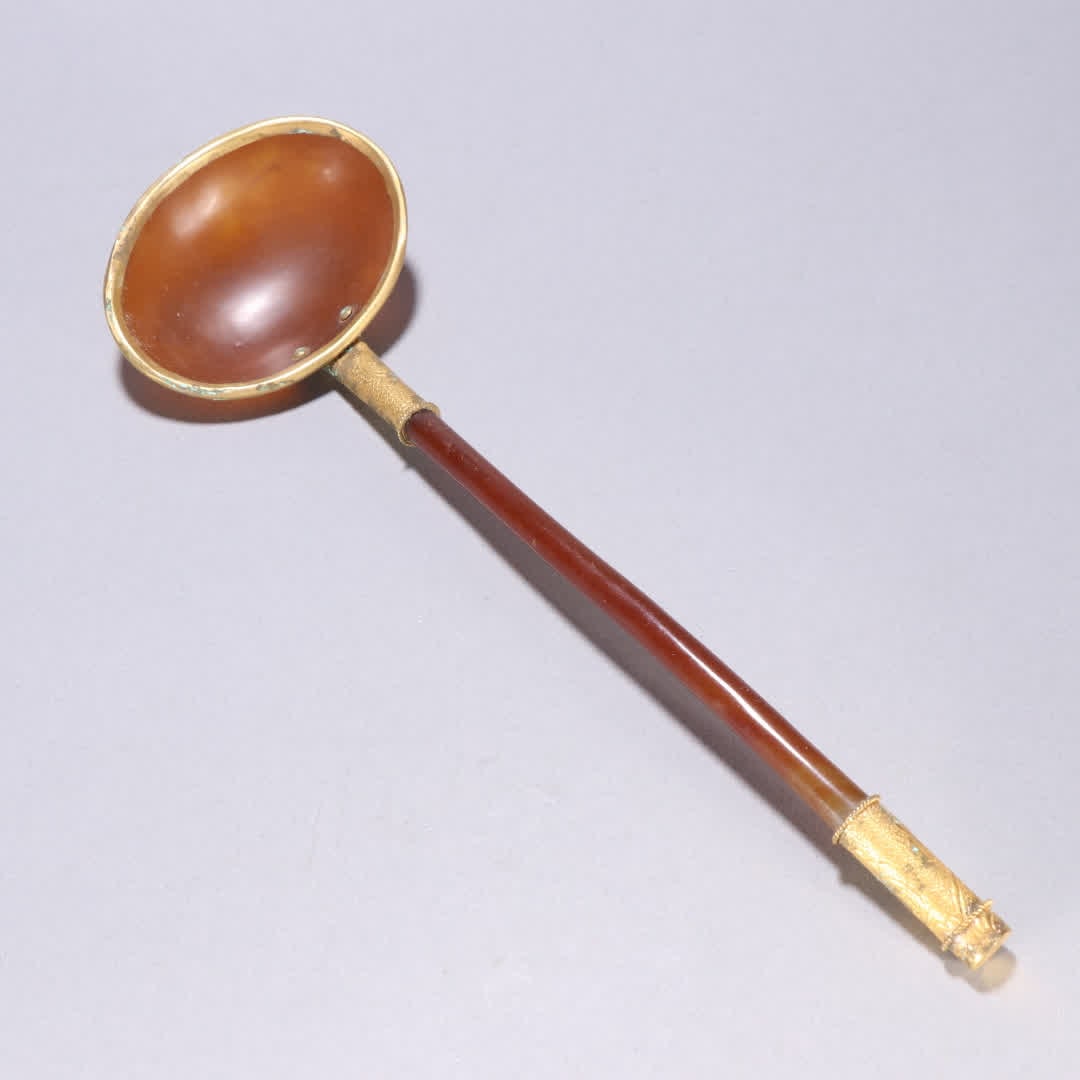 One Liao gold agate gold-wrapped spoon - 4