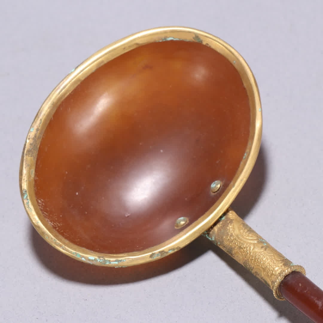 One Liao gold agate gold-wrapped spoon - 5
