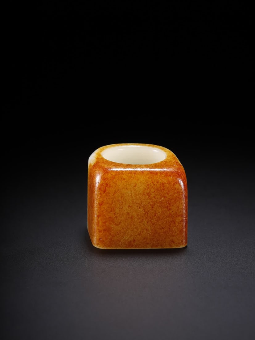 A Hetian jade thumb ring: Hetian jade thumb ring SIZE: Inner diameter 2.2 cm, H: 3.0 cm, Outer diameter 3.6 cm, Weight: 65 grams (The Dimensions Of All Batches Are Manually Measured.If You Need More Detailed Information, Pleas