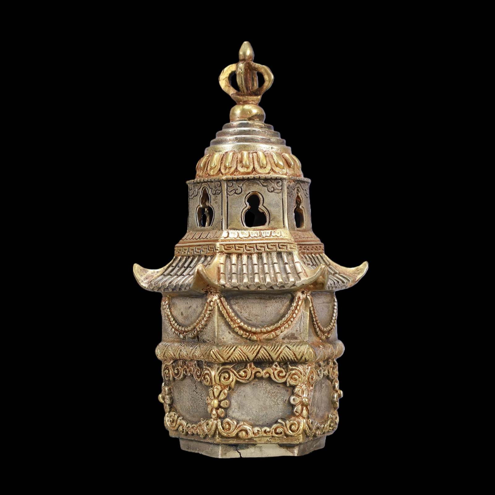 A Exquisite Gilt Silver Tripod Censer - 6