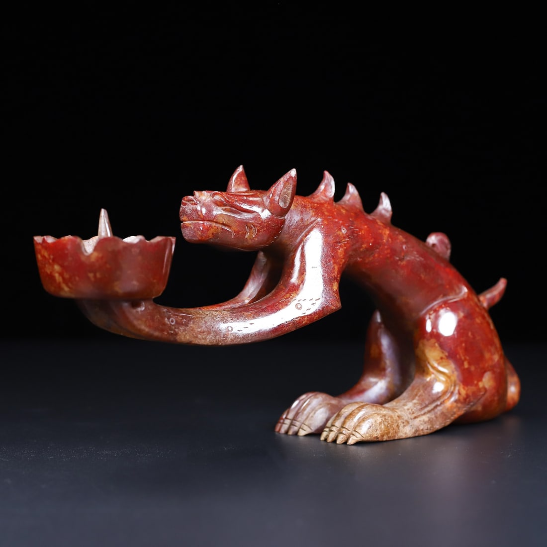 An Exquisite White Jade Auspicious Beast-Shaped Candlestick - 2