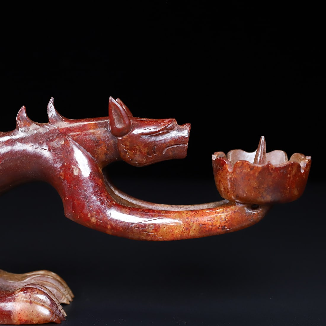 An Exquisite White Jade Auspicious Beast-Shaped Candlestick - 6