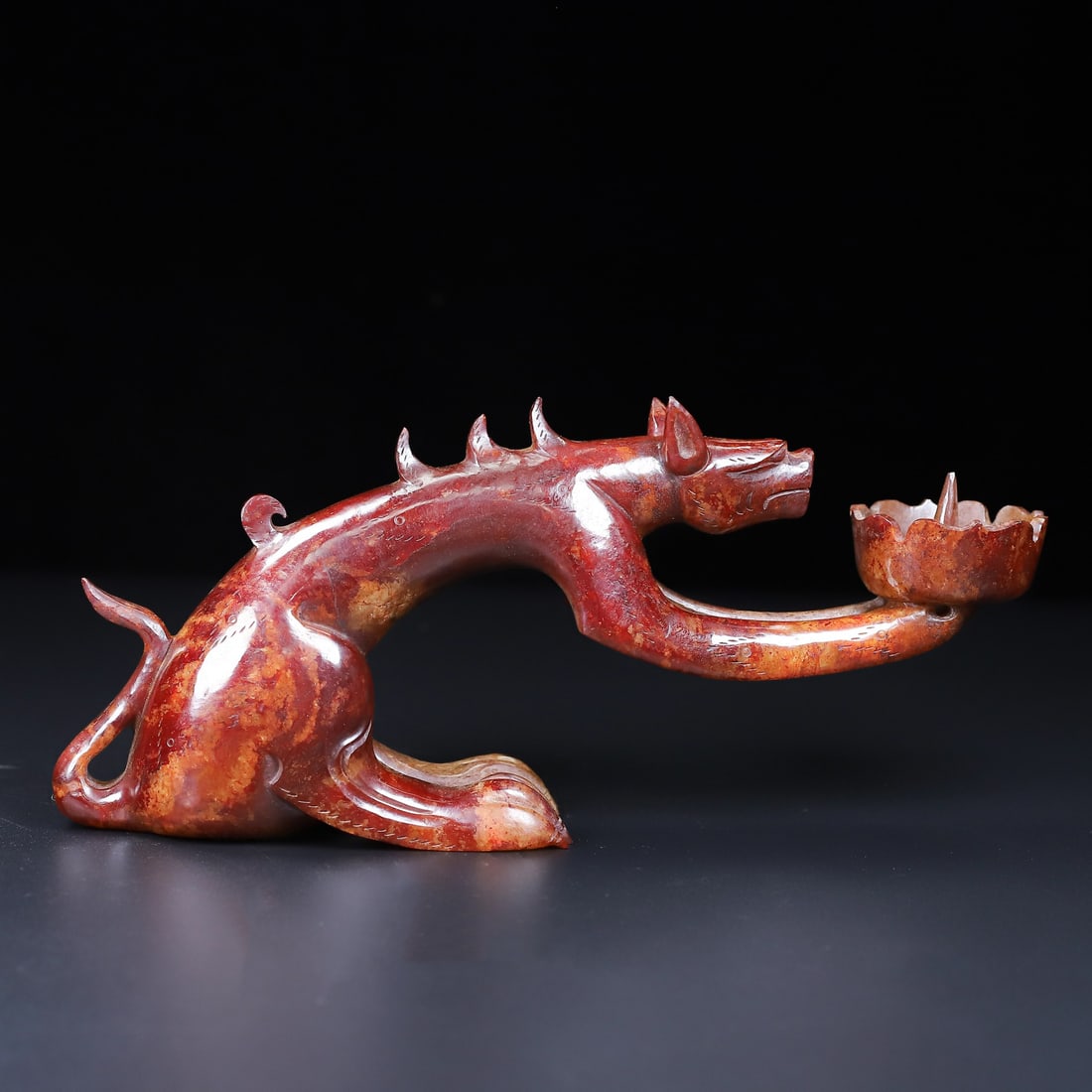 An Exquisite White Jade Auspicious Beast-Shaped Candlestick - 8