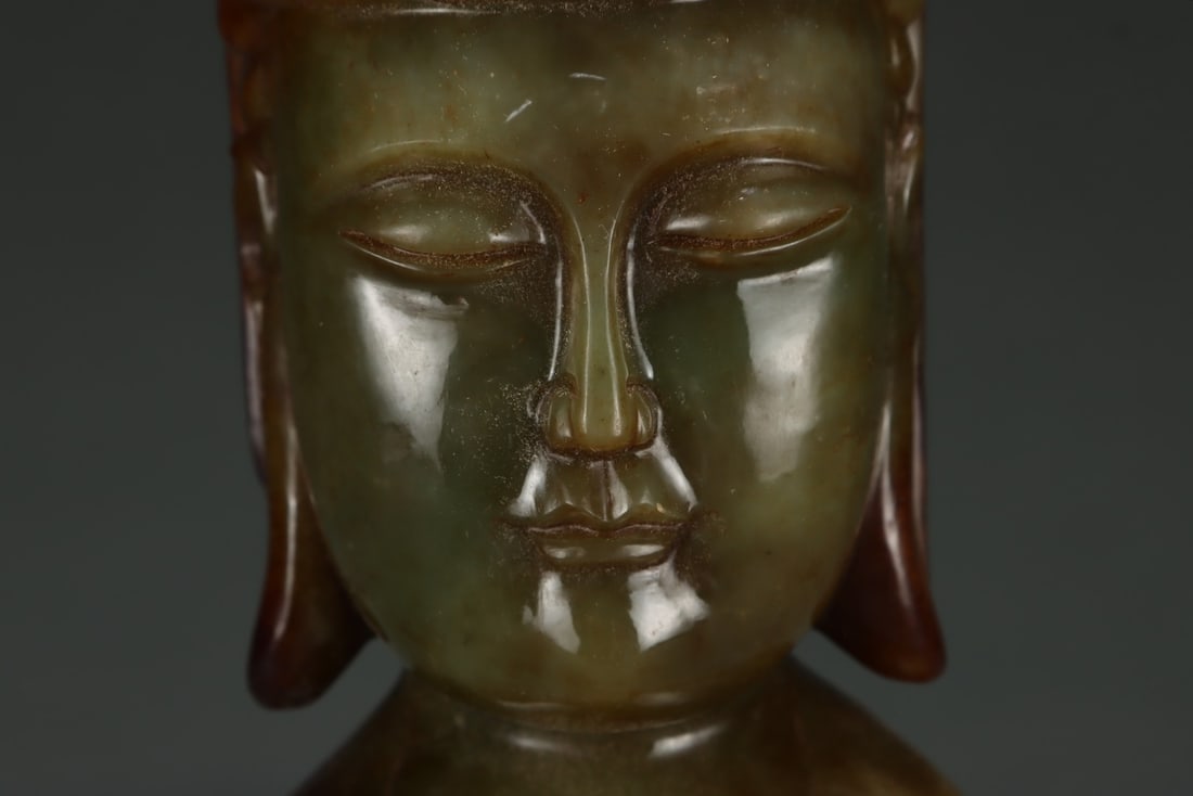 An Exquisite White Jade Buddha head - 5