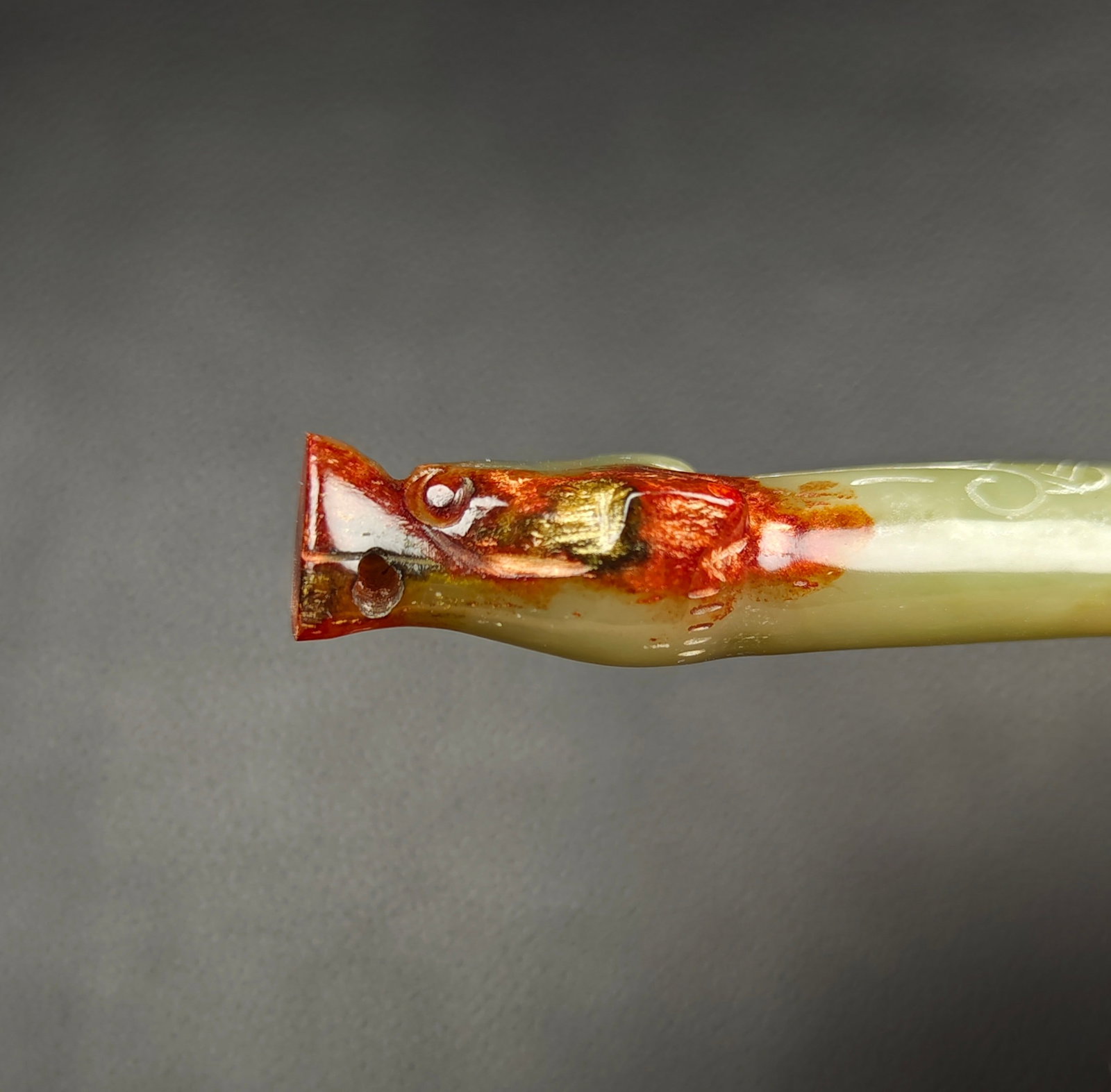 An Exquisite White Jade Dragon Pattern Spoon - 5