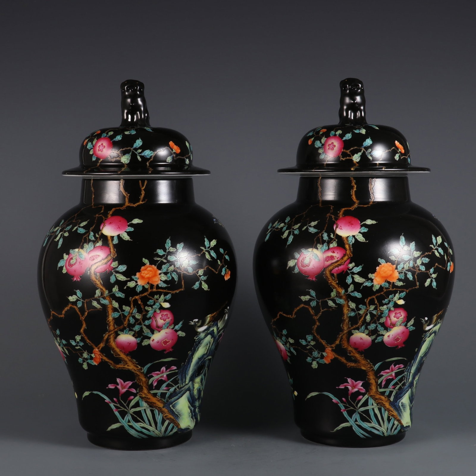 A Pair of Exquisite Enamel Flower and Fruit Pattern Jar: A Pair of Exquisite Enamel Flower and Fruit Pattern Jar Qing Dynasty, China Yongzheng Six-character Mark Size:37.6cmx19.5cm (The Dimensions Of All Batches Are Manually Measured.If You Need More