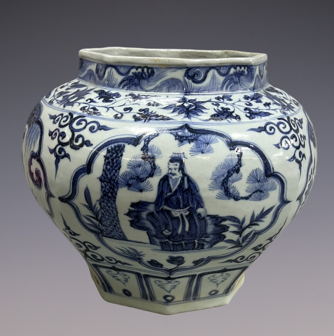 An Exquisite Blue and White Character and Story Pattern Lotus Pattern Jar (1 of 9)