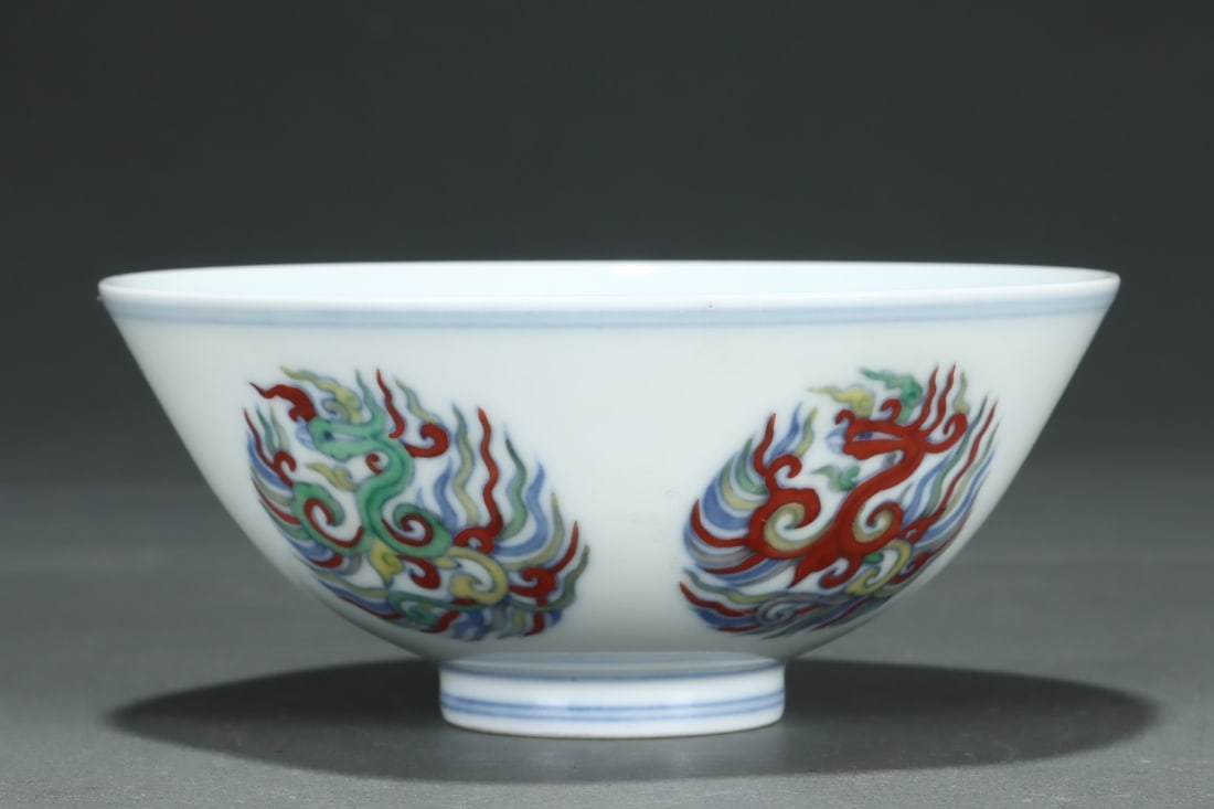 An Exquisite Doucai Phoenix Pattern Bowl - 3