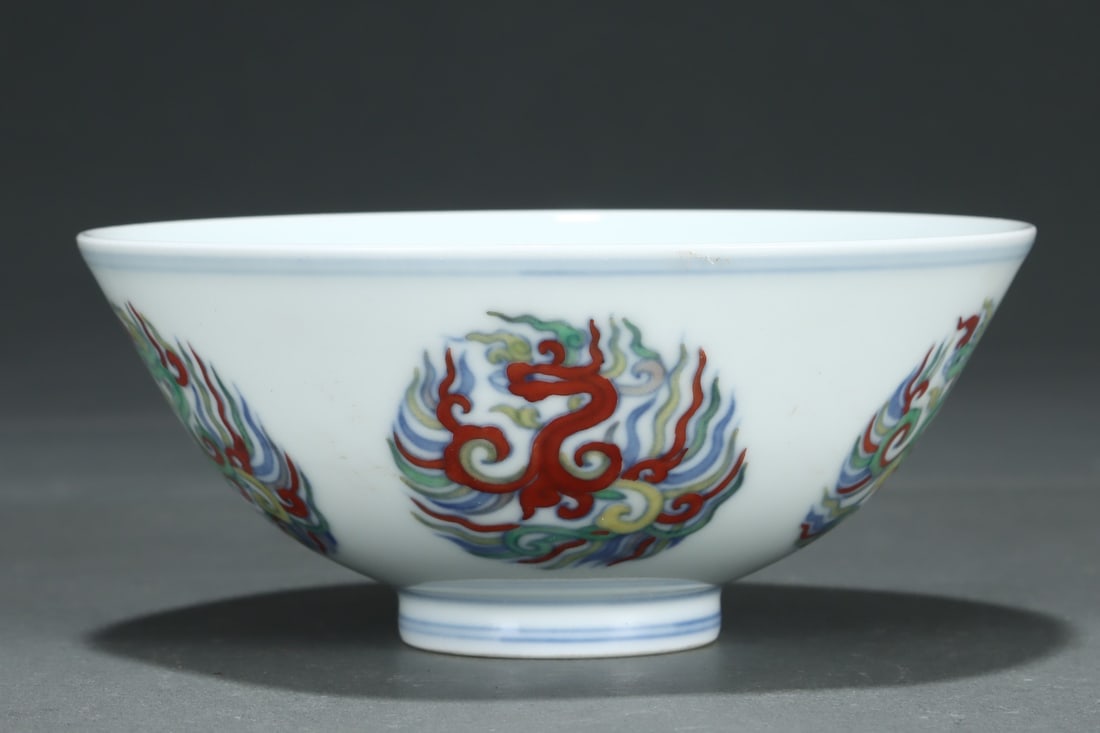 An Exquisite Doucai Phoenix Pattern Bowl - 4