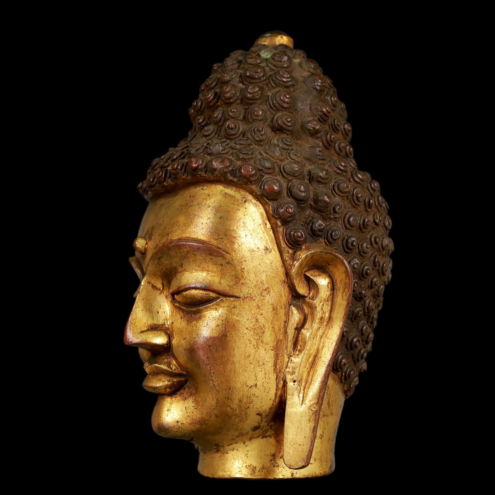 A Exquisite Gilt Bronze Buddha head - 2