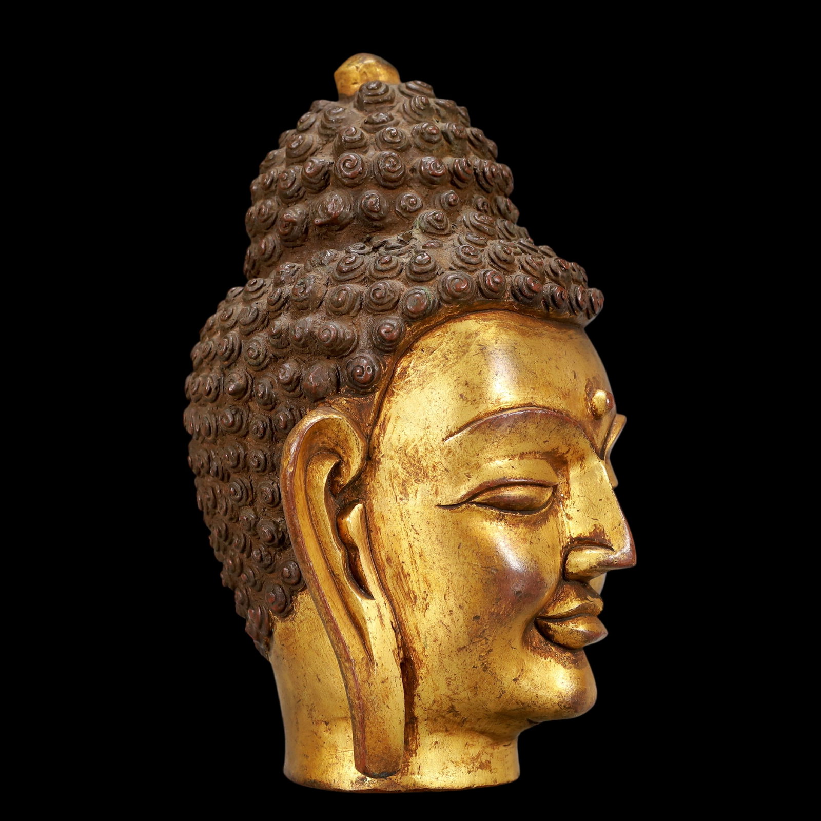 A Exquisite Gilt Bronze Buddha head - 3