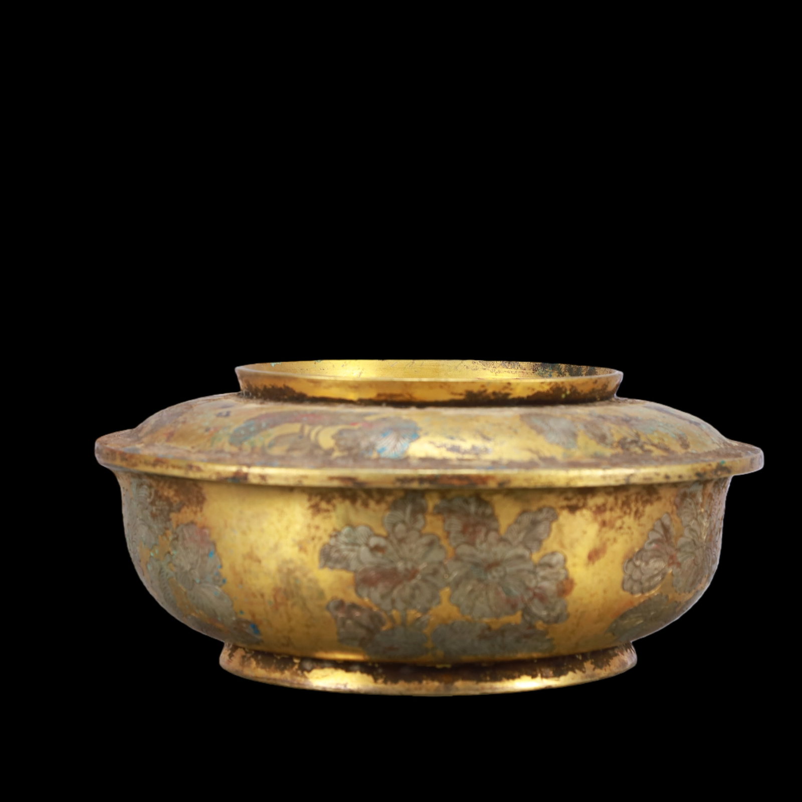 A Exquisite Gilt Bronze Flower Pattern Bowl - 3