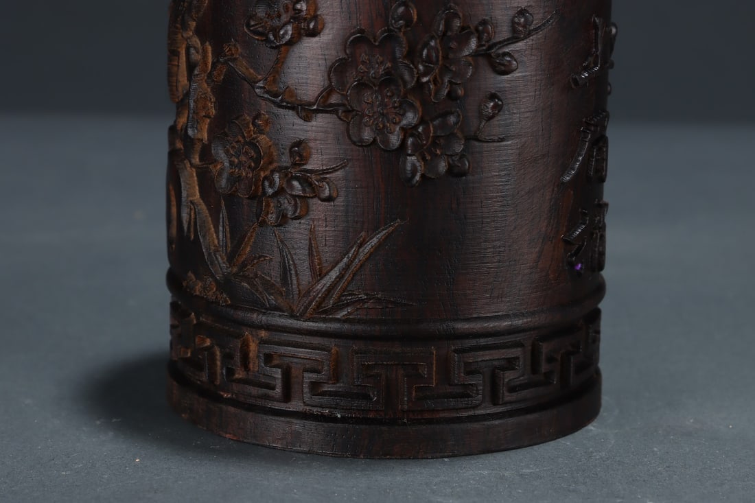An Exquisite Eaglewood Flower and Bird Pattern Brush Pot - 6