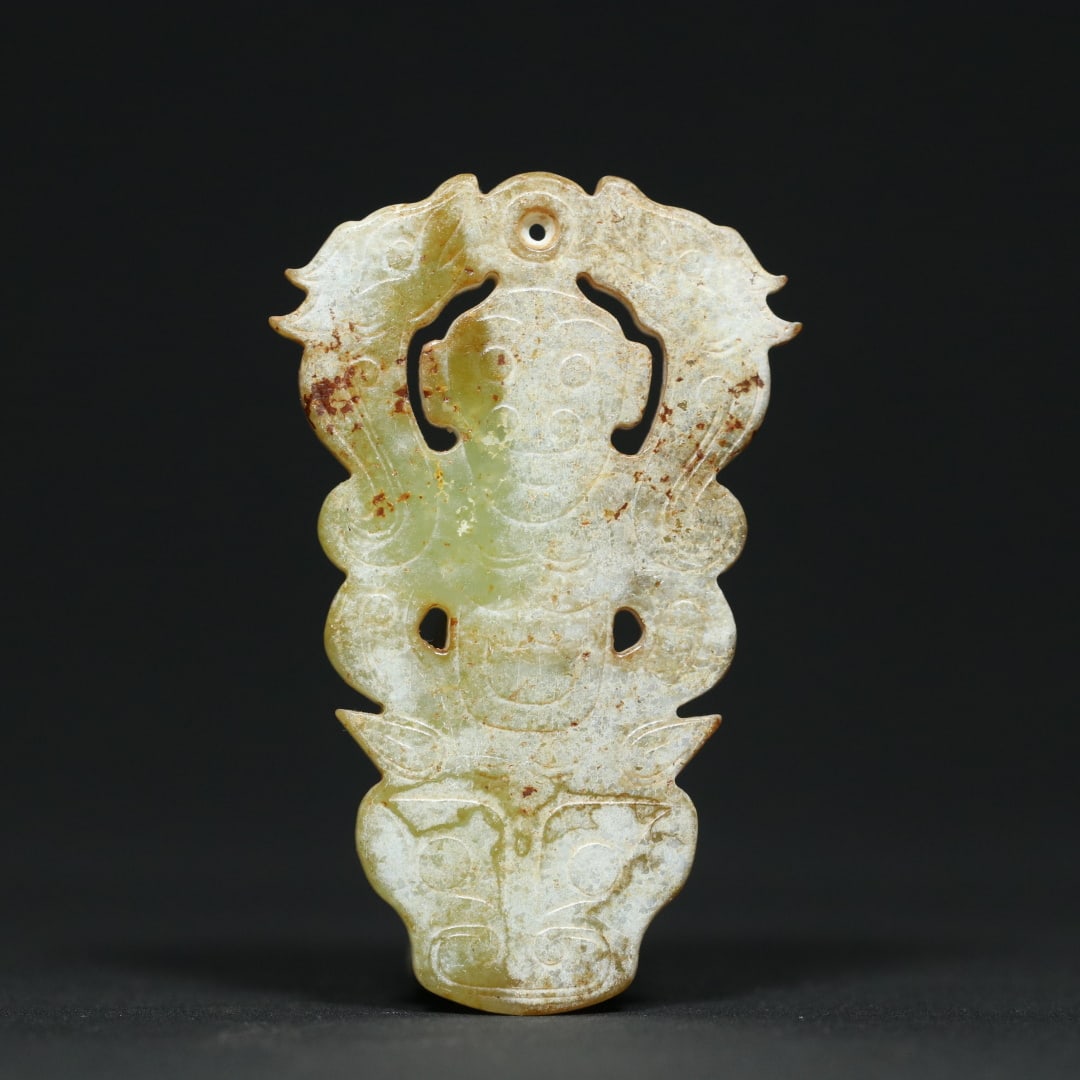 An Exquisite White Jade Beast-Face Pattern Dragon Pattern Pendant - 2