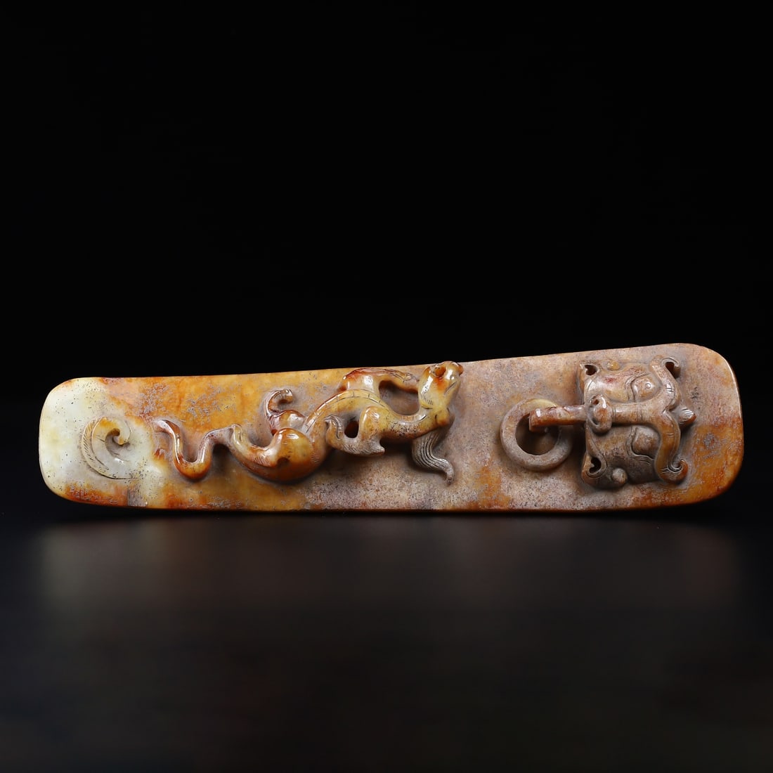 An Exquisite White Jade Chi-Dragon Pattern Beast-Face Pattern Ornament - 7