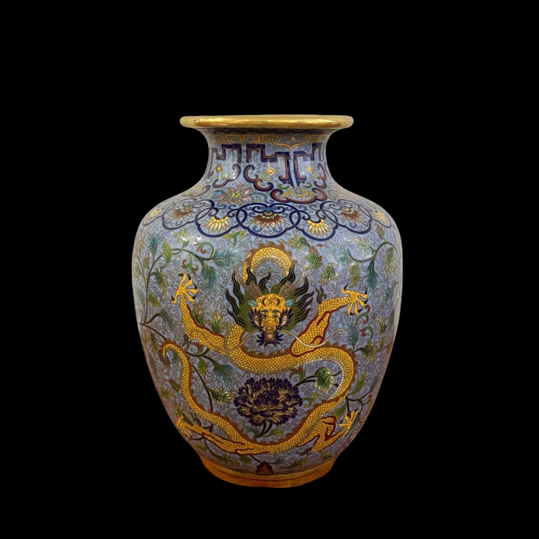 An Exquisite Cloisonne Dragon Phoenix Pattern Lotus Pattern Seawater Pattern Vase (1 of 9)