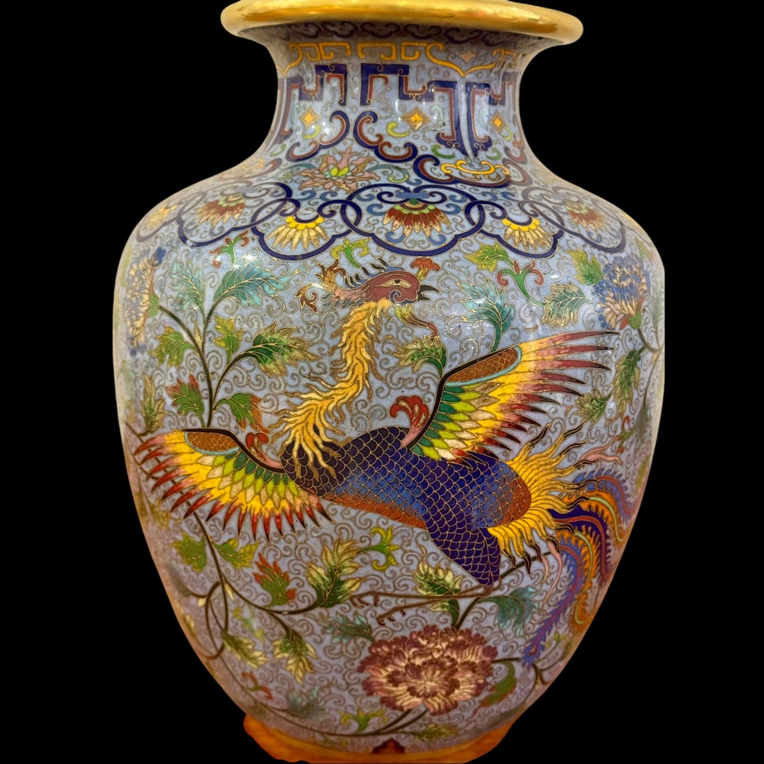An Exquisite Cloisonne Dragon Phoenix Pattern Lotus Pattern Seawater Pattern Vase - 7