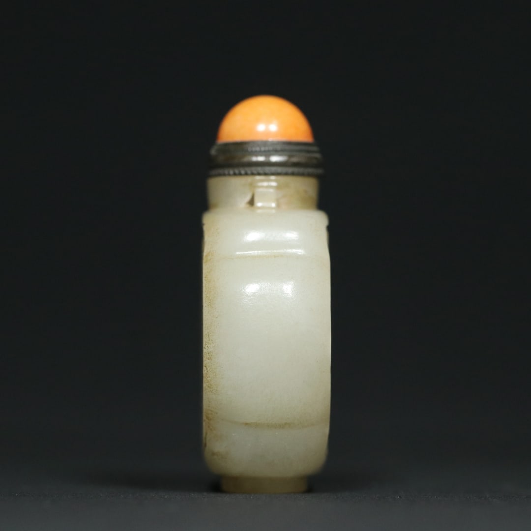 An Exquisite White Jade Pine Pattern Snuff Bottle - 4