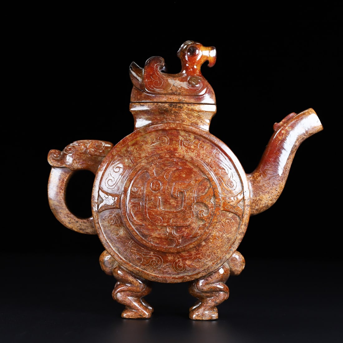 An Exquisite White Jade Bird Pattern Ewer: An Exquisite White Jade Bird Pattern Ewer Han Dynasty, China Size:19.7cmx19cmx4.3cm Weight:972g (The Dimensions Of All Batches Are Manually Measured.If You Need More Detailed Information, Please