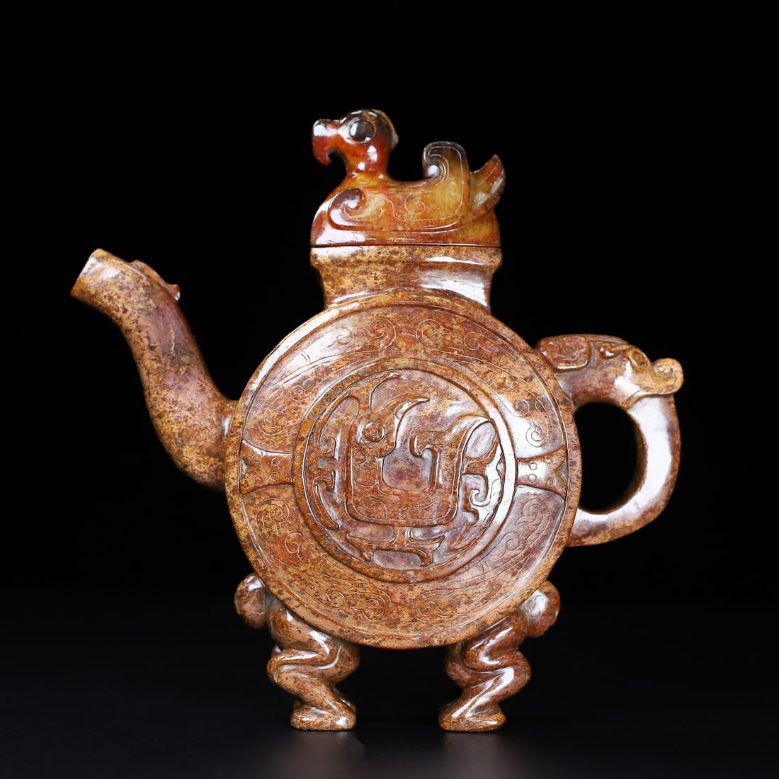 An Exquisite White Jade Bird Pattern Ewer - 2