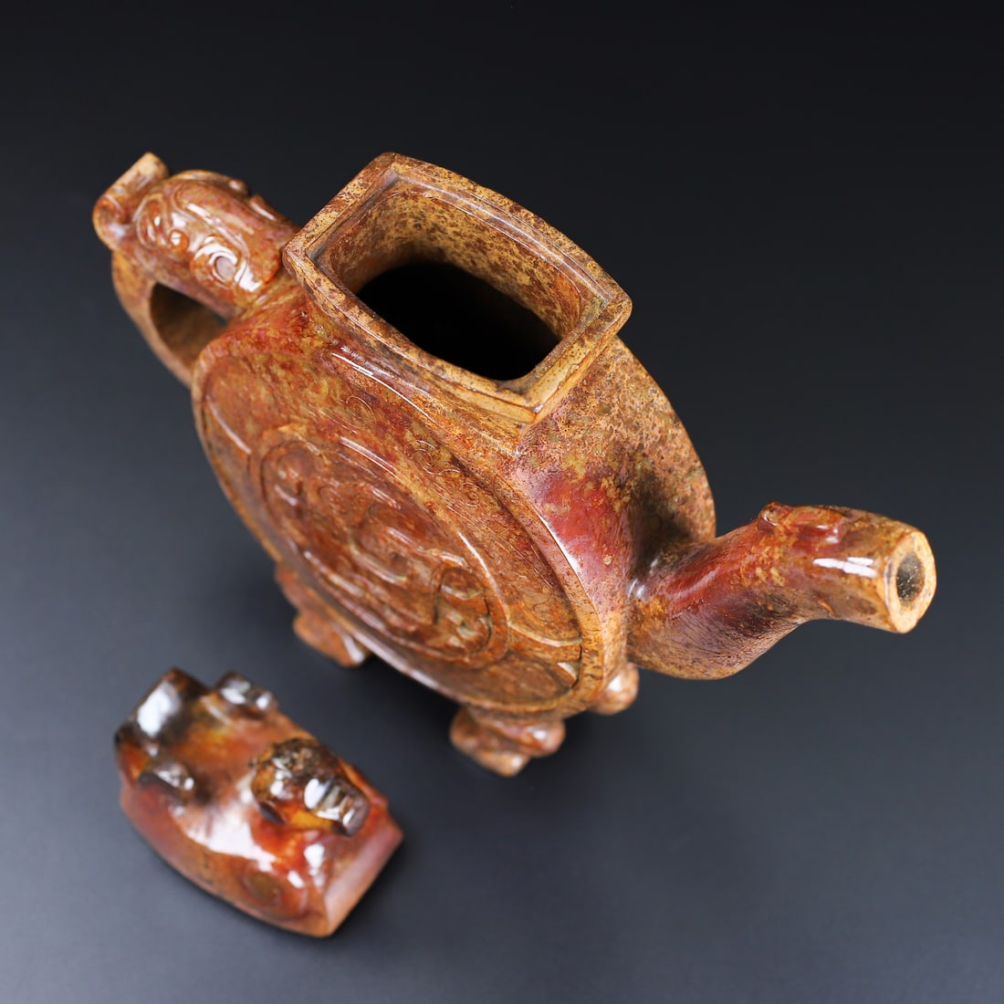 An Exquisite White Jade Bird Pattern Ewer - 4