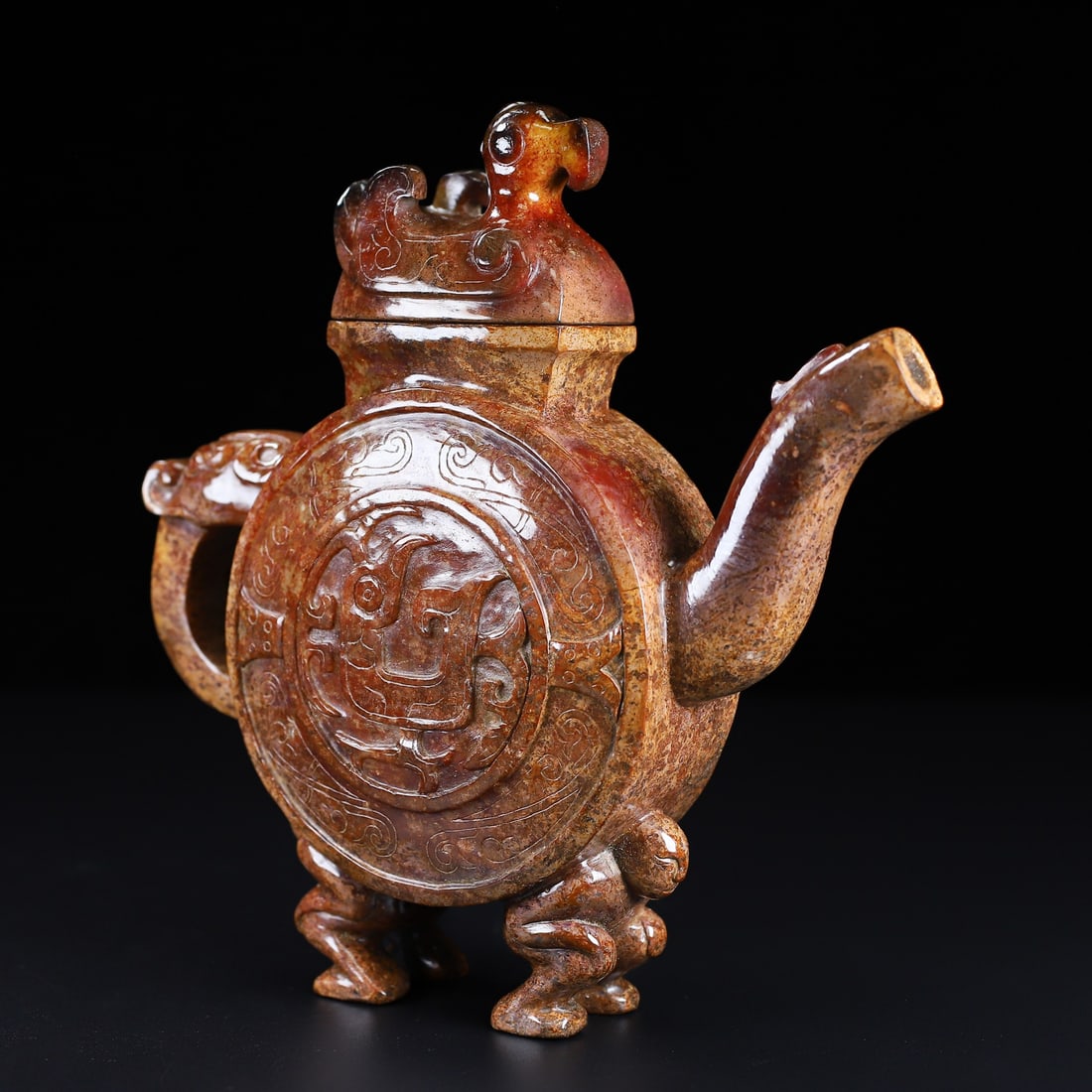 An Exquisite White Jade Bird Pattern Ewer - 5