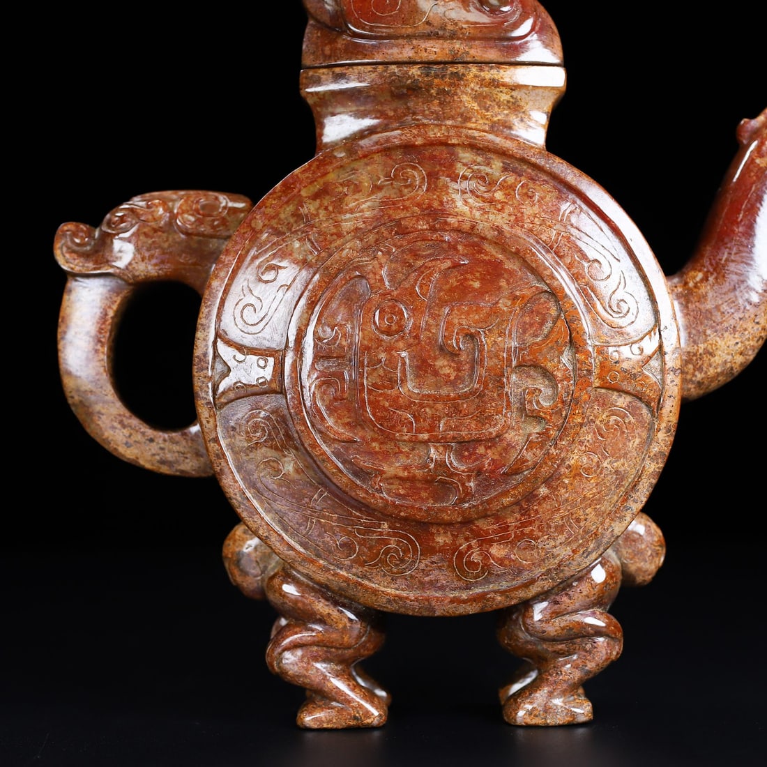 An Exquisite White Jade Bird Pattern Ewer - 6