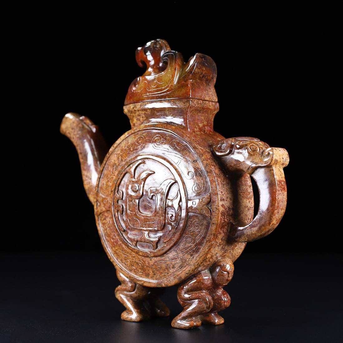 An Exquisite White Jade Bird Pattern Ewer - 7