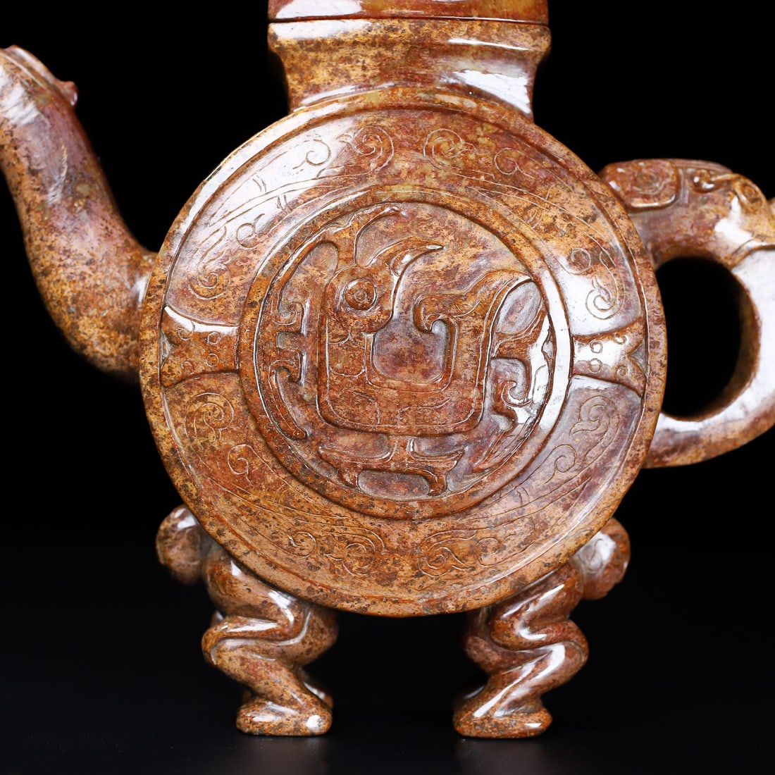 An Exquisite White Jade Bird Pattern Ewer - 9