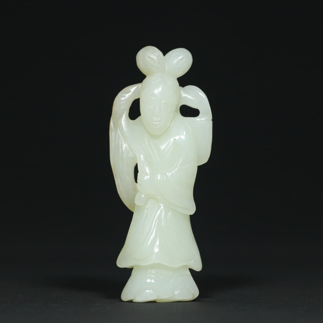 An Exquisite White Jade Figure Pendant (1 of 9)