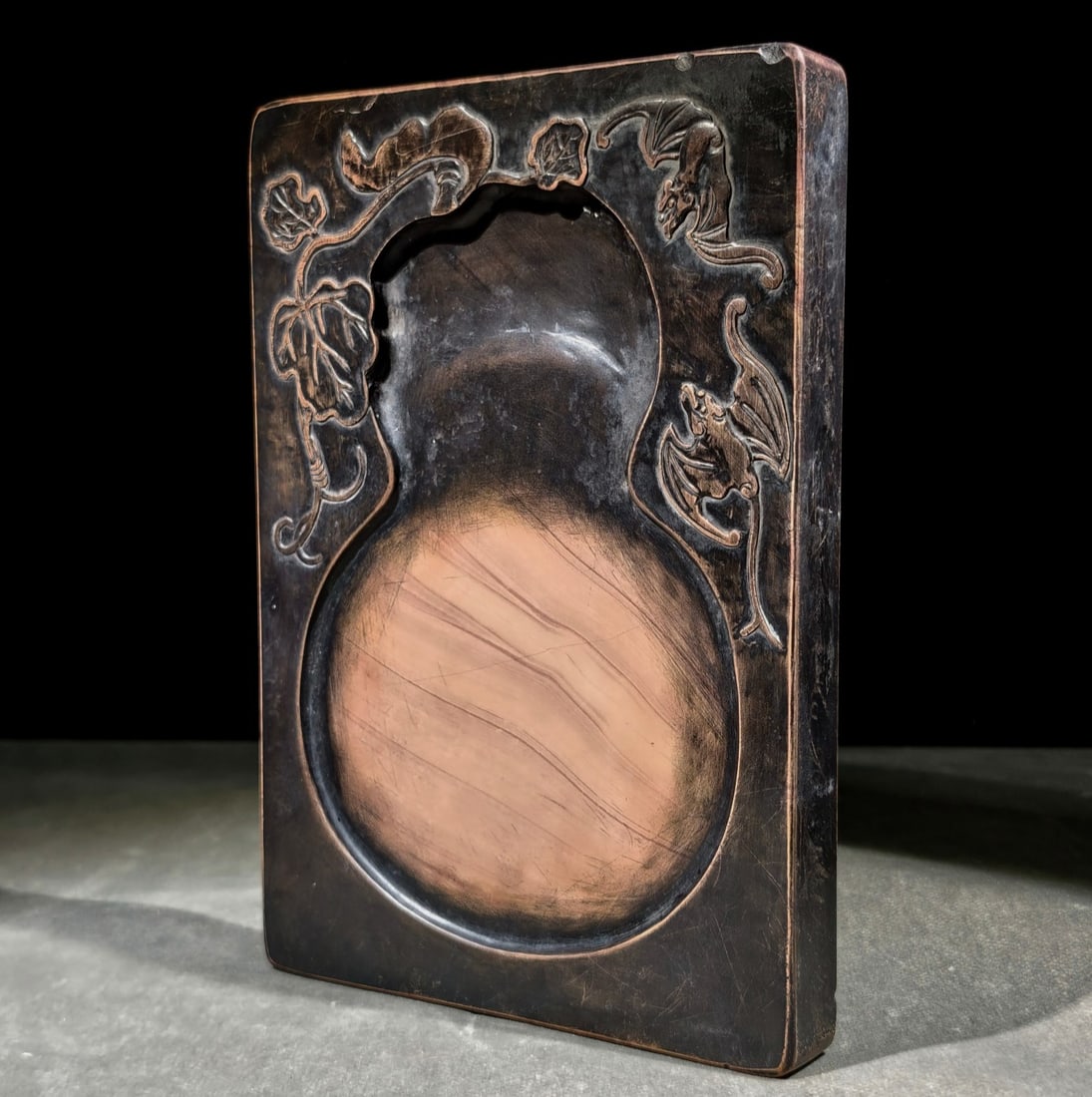 An Exquisite Bats Pattern with poem Inkstone - 3