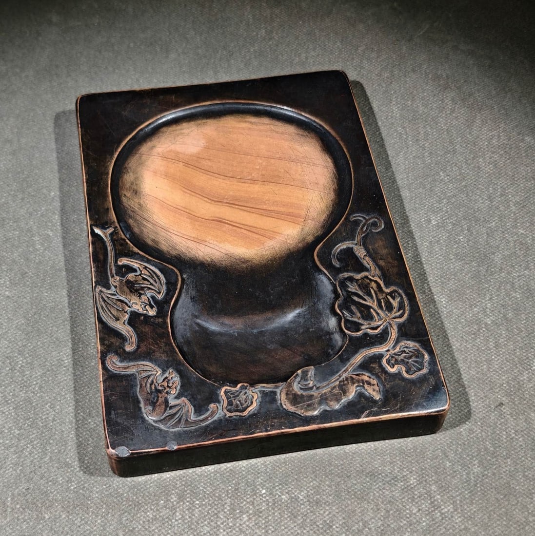 An Exquisite Bats Pattern with poem Inkstone - 7