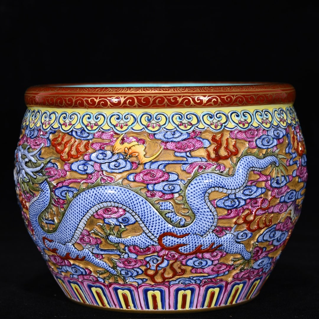 An Exquisite Enamel Dragon Pattern Vat - 2