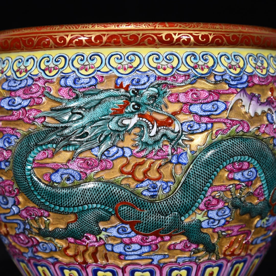 An Exquisite Enamel Dragon Pattern Vat - 5