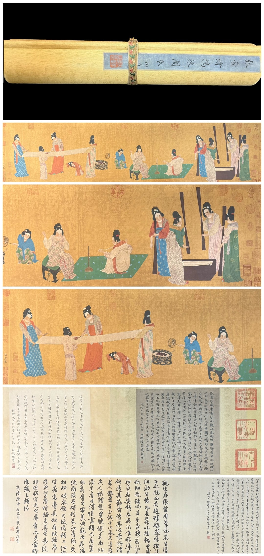 A Chinese Hand Scroll Ink Painting of Character and Story on Silk: A Chinese Hand Scroll Ink Painting of Character and Story on Silk Zhang xuan Size:483cmx36cm (The Dimensions Of All Batches Are Manually Measured.If You Need More Detailed Information, Please Contact