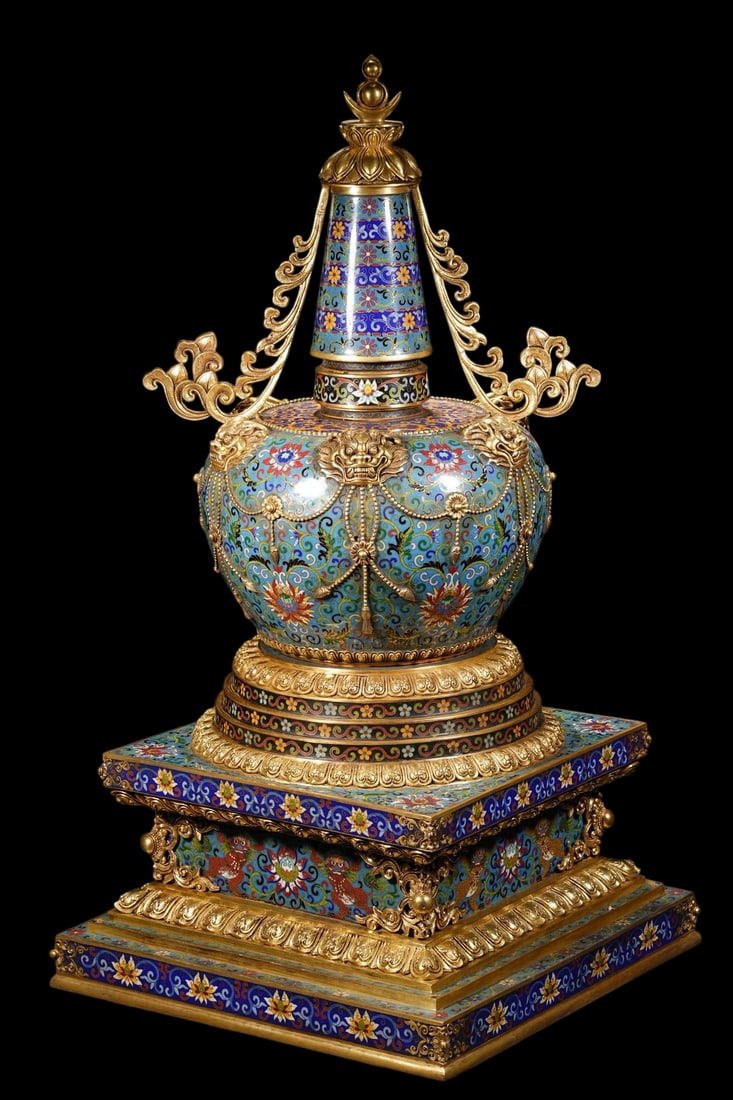 An Exquisite Cloisonne Lotus Pattern Auspicious Beast Pattern Pagoda - 5