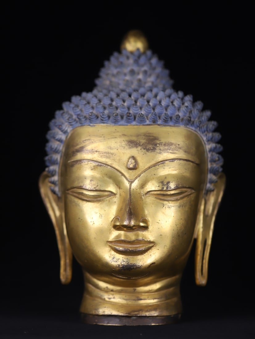 An Exquisite Gilt Bronze Buddha head - 6