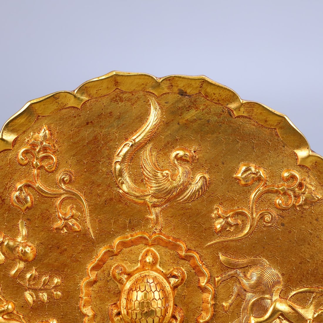An Exquisite Gilt Bronze Auspicious Beast Pattern Round Mirror - 9