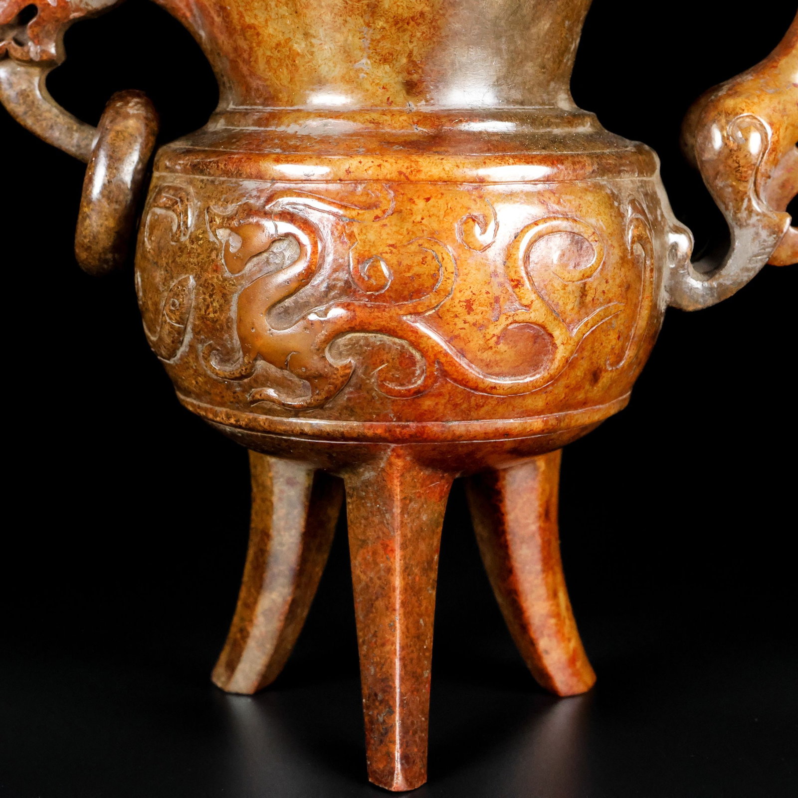 An Exquisite White Jade Tripod Dragon Pattern Goblet - 3