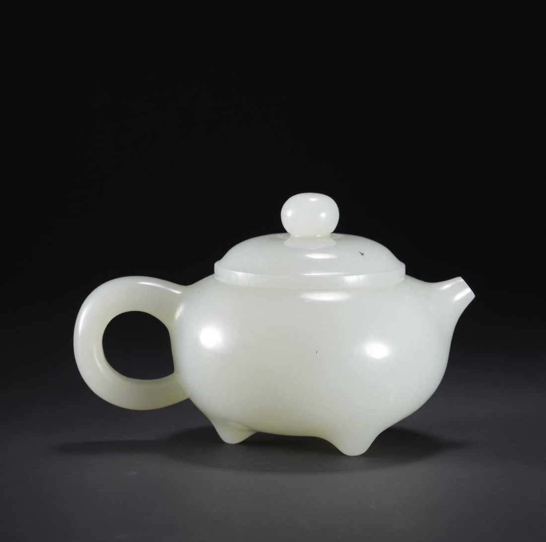 An Exquisite White Jade Flower Pattern Teapot - 3