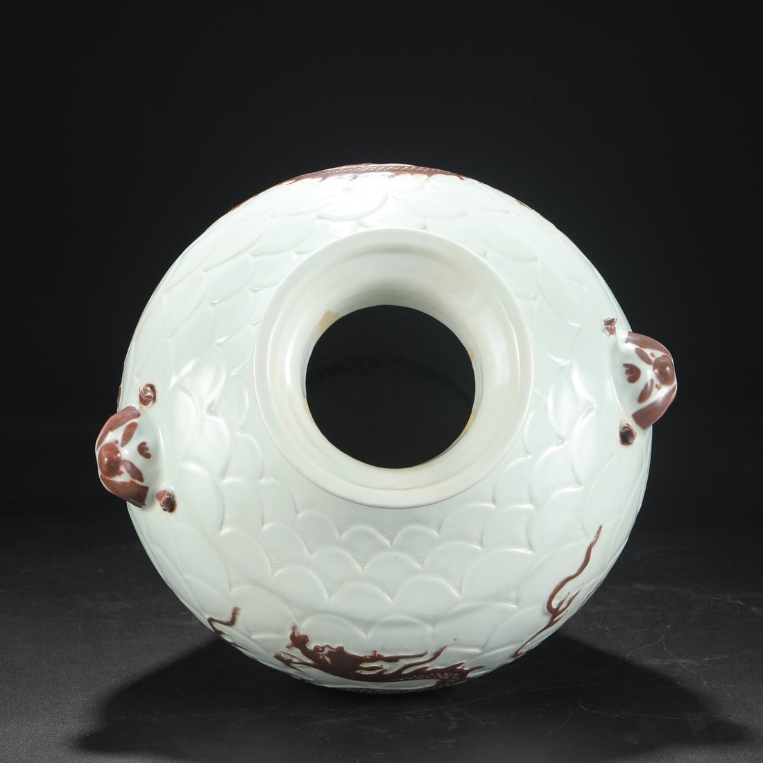 An Exquisite Underglaze-Red Seawater Pattern Dragon Pattern Double-Ears Jar - 3
