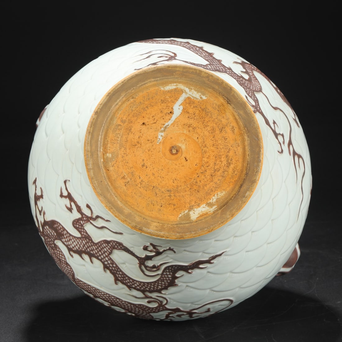 An Exquisite Underglaze-Red Seawater Pattern Dragon Pattern Double-Ears Jar - 6