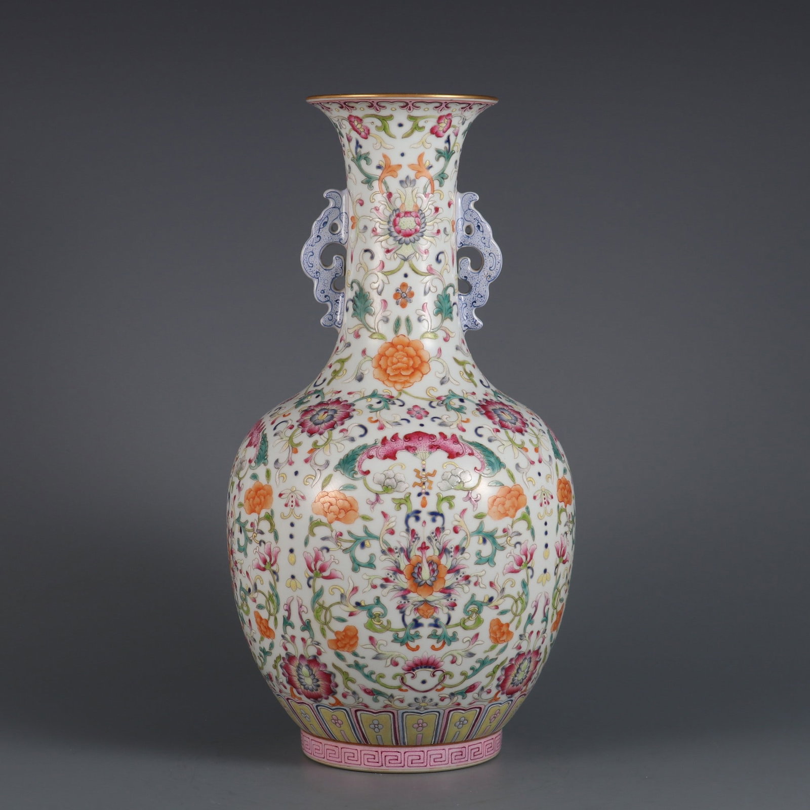 An Exquisite Famille-Rose Lotus Pattern Double-Ears Vase (1 of 9)