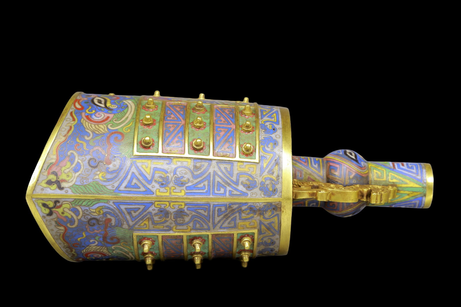 An Exquisite Gilt Bronze Cloisonne Beast-Face Pattern Chime - 4