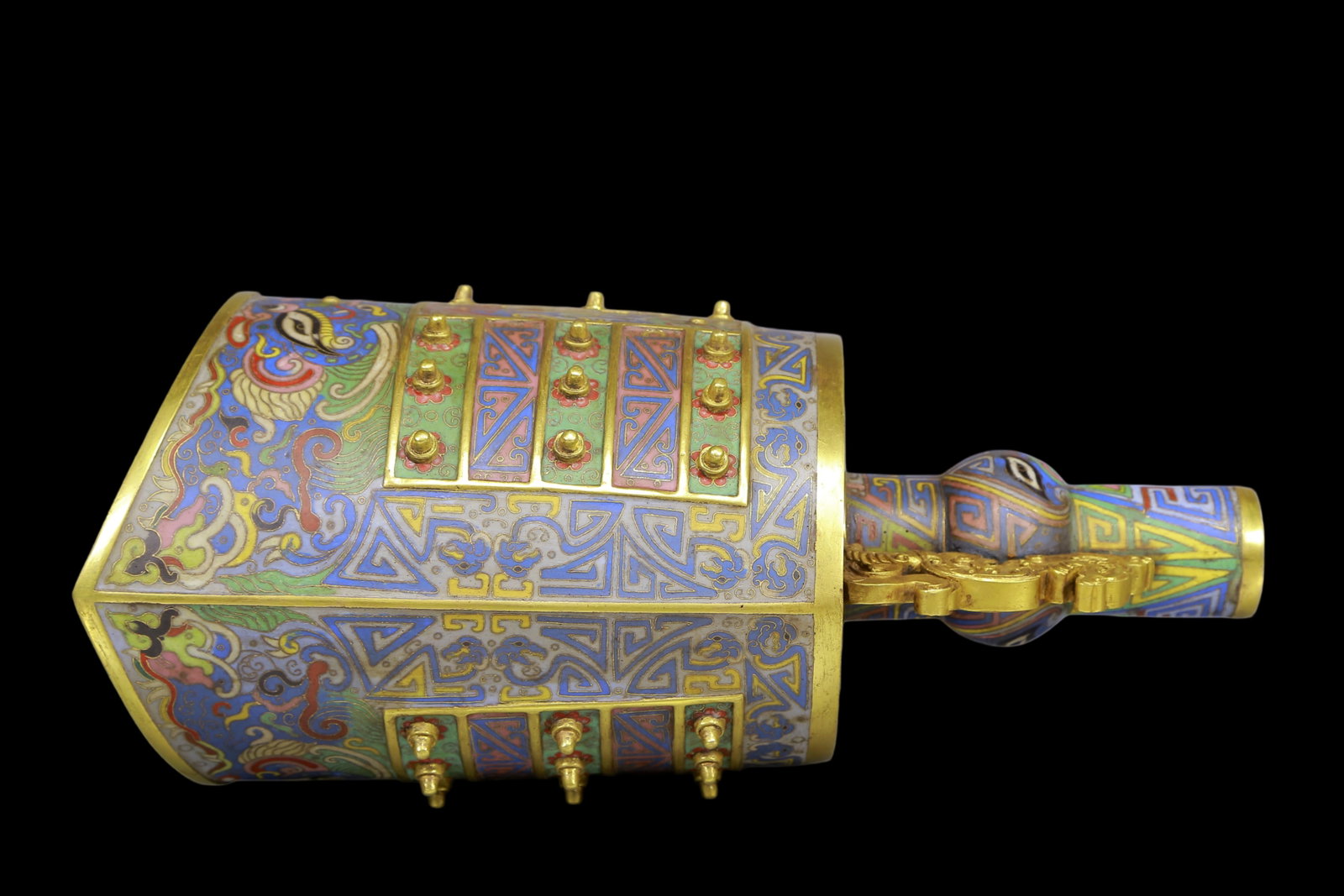 An Exquisite Gilt Bronze Cloisonne Beast-Face Pattern Chime - 6