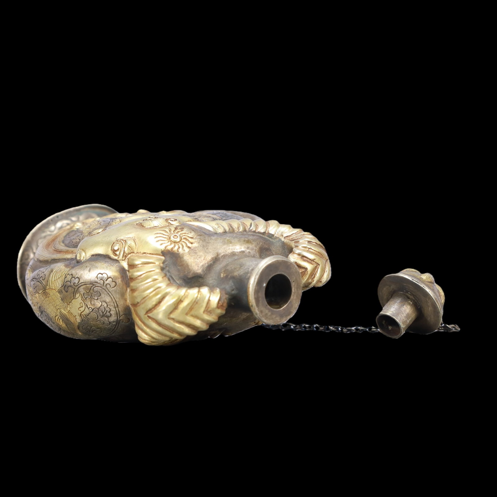 A Exquisite Gilt Silver Auspicious Beast Pattern Double-Ears Vase - 6